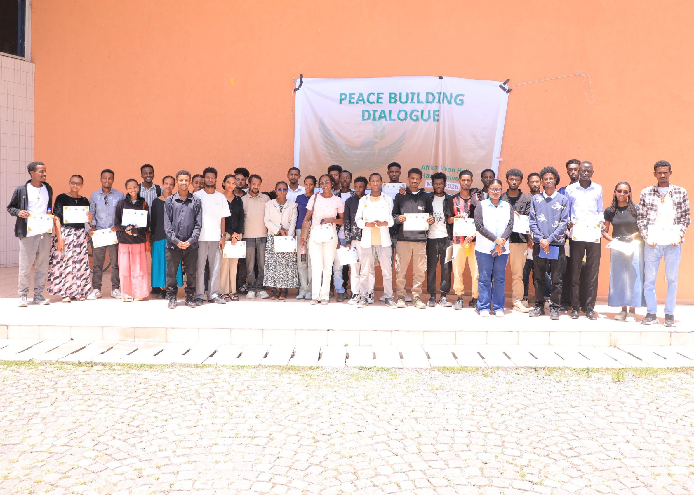 Students participate in a peace dialogue and youth awareness program at Hawassa University